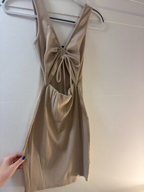 Lulus Tan Cutout Dress